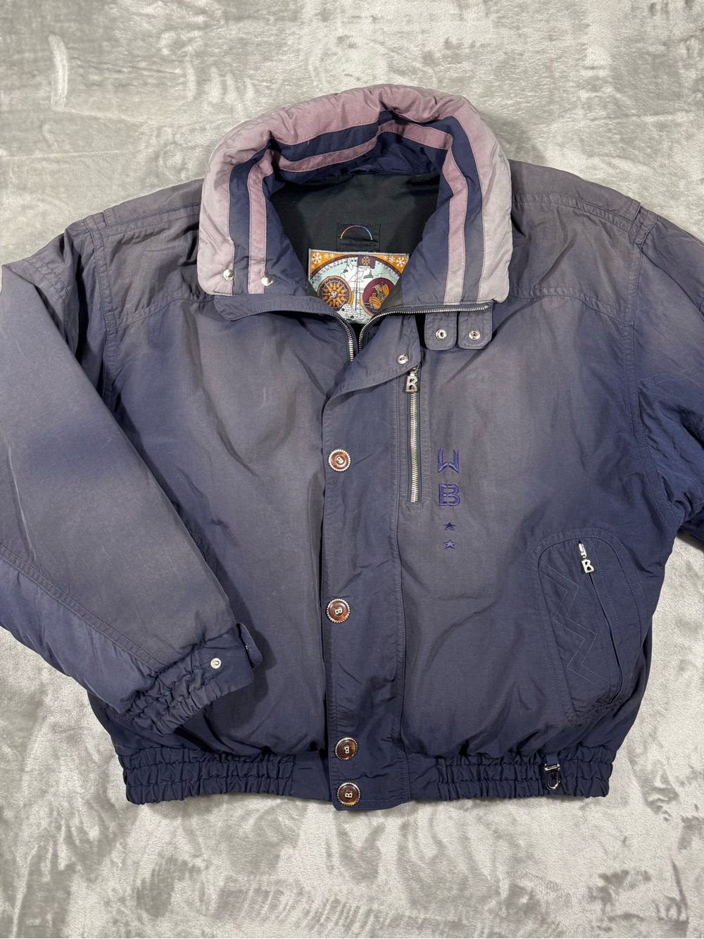 Vintage Bogner Ski Jacket Womens Arctic Attraction Navy XL Down Hooded